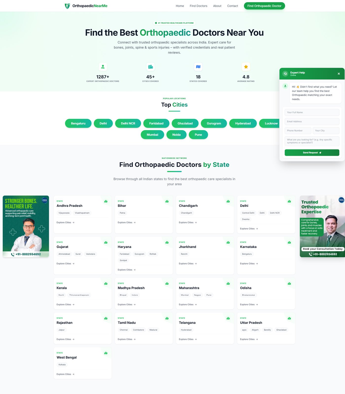 OrthopaedicNearMe — medical website built by DoubleSure